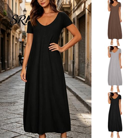 Breathable Summer Dress Long Nightgown for Women Short Sleeve Crew Neck Lounge Relaxed Fit Night Casual A-Line T Shirt Comfortable