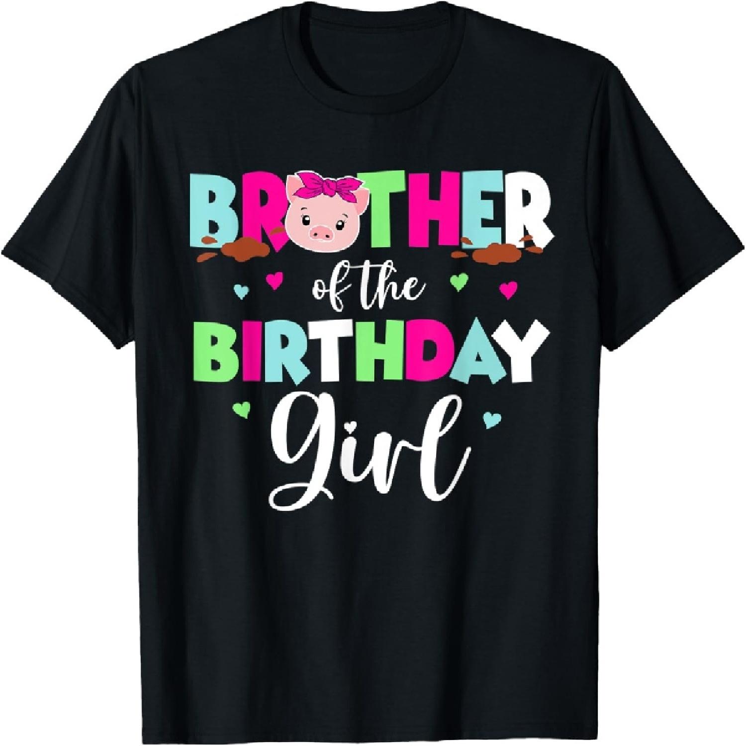 Mens Brother of the Birthday Girl Shirt Farm Pig Boys Kids 1st T-Shirt XXXXXL разноцветный