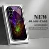 Feather Patterned Tempered Glass Phone Case Suitable for Samsung GalaxyS26 S25 S24 S23 S22 S20FE/Ultra/Plus Anti Drop Back Cover