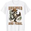 HUYTEDX Unhinged and Feral Summer Funny Raccoon Cowboy Hat Western T-Shirt