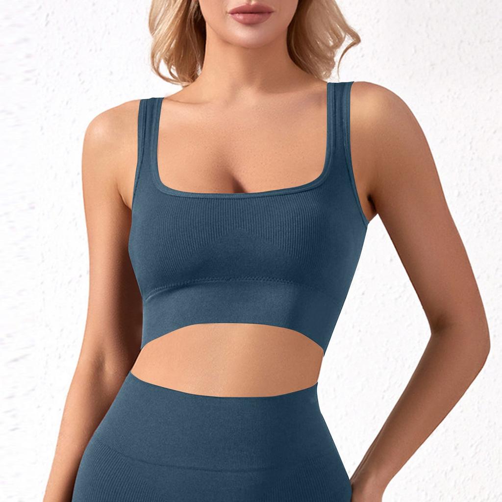 Women's Y Back Sports Bra - Padded Low Impact Spaghetti Thin Strap Workout Yoga Top