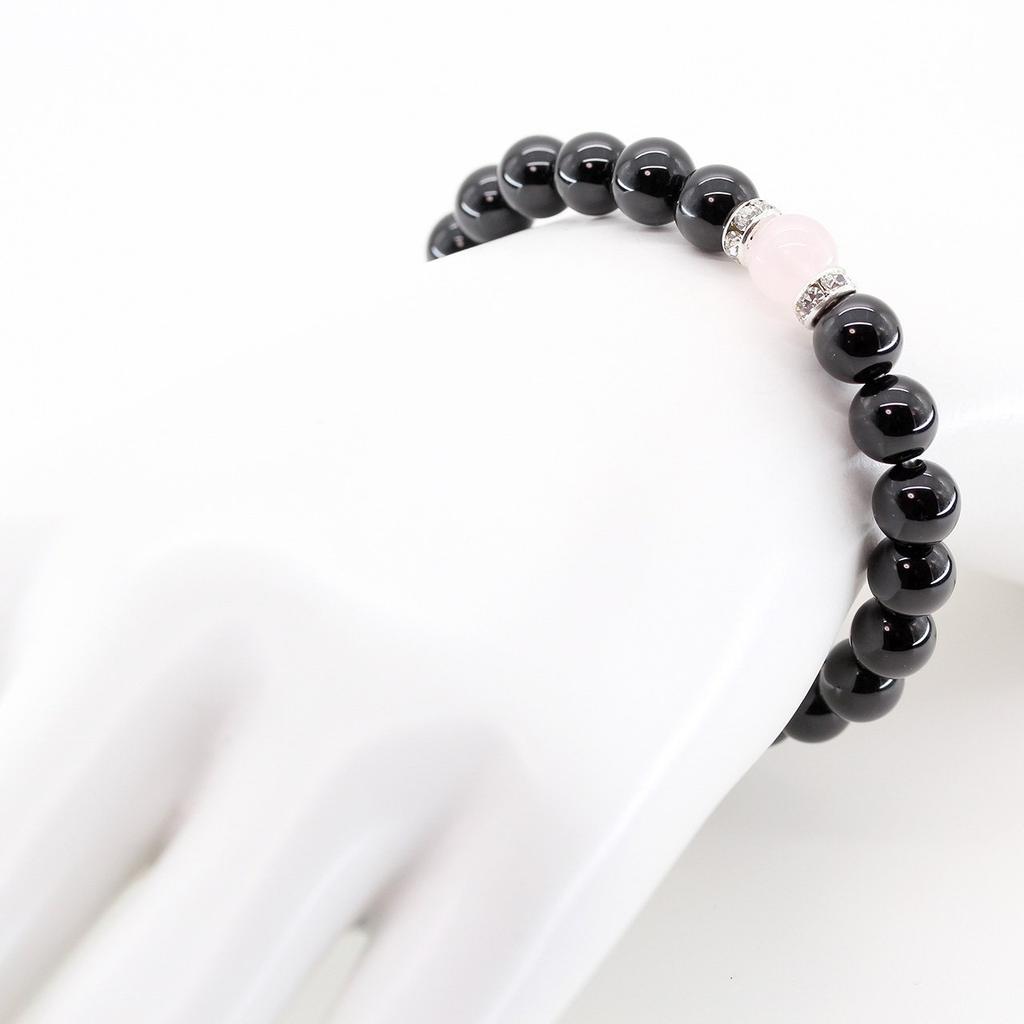 Onyx Gebetsperlen Amulett Paar Armband Kraftstein mit Geschenkbox aus Paulownia [Ishiki] [b033]