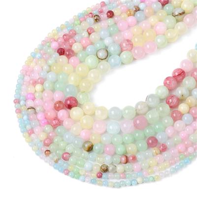 4/6/8/10mm Perline di Pietra Naturale Colori Macarons Giada Sintetica Rotonda Sfusa Distanziatrici Per Collana Bracciale Fai Da Te Creazione Gioielli