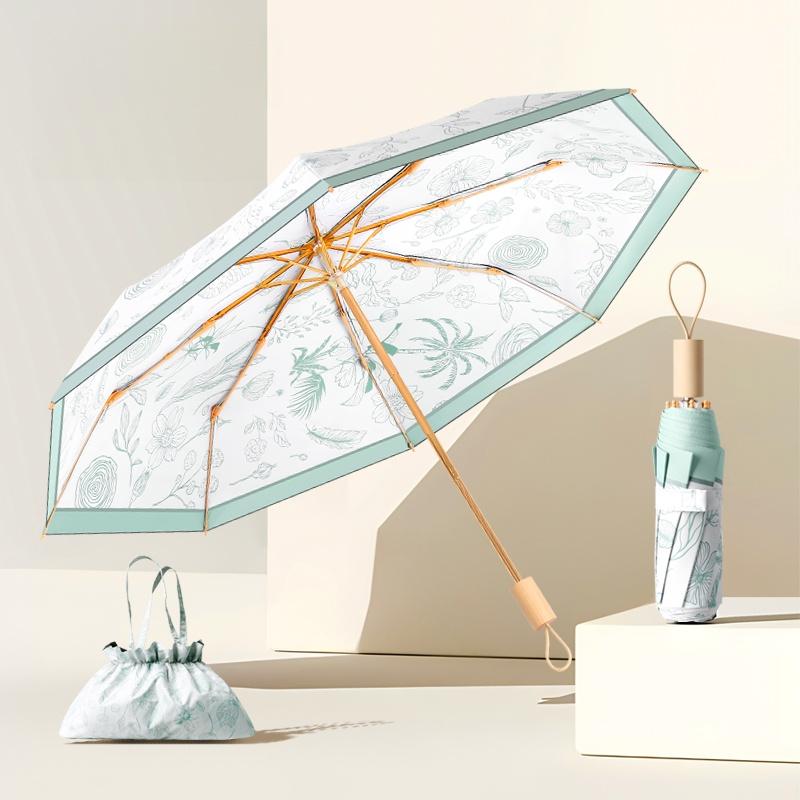 Three-Fold 8-Bone Double-Layer Double-Flower Vinyl Sun Protection Umbrella Uv Protection For Women Sun And Rain Dual-Purpose Sun