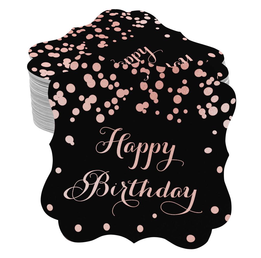 Inkdotpot Real Gold Foil Bracket Shape Paper Hang Tags Happy Birthday Favor Tags Pack Of