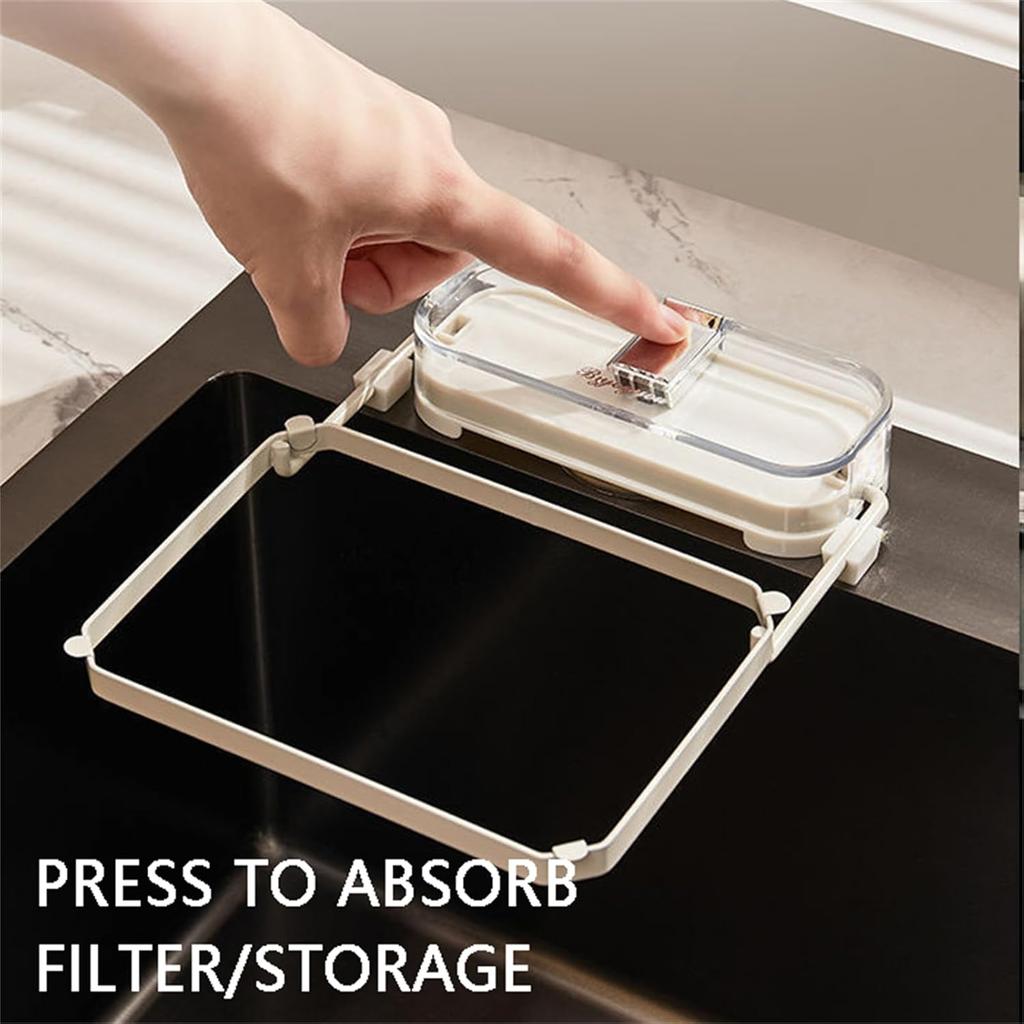 Kanggoulu Sink Strainer, Rotatable Kitchen Sink Strainer with 100Pcs Filter Mesh Bags, Food Catcher Filter Holder for Corner Sink (Black)