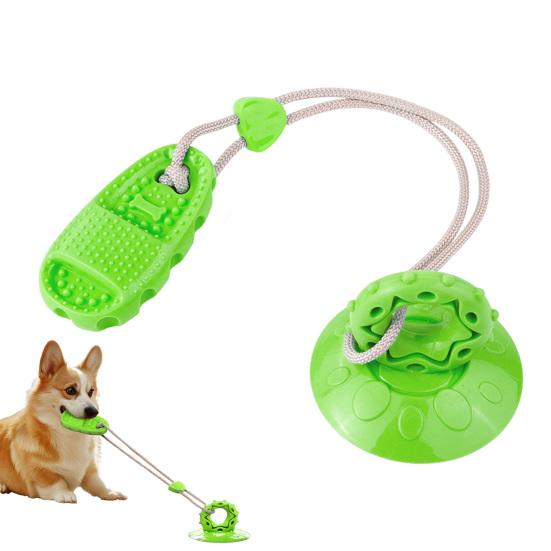 Dog Chew Toy with Suction Cup Indestructible Rubber Puppy Teething Toy Promotes Dental Health Interactive Food Dispensing Toy