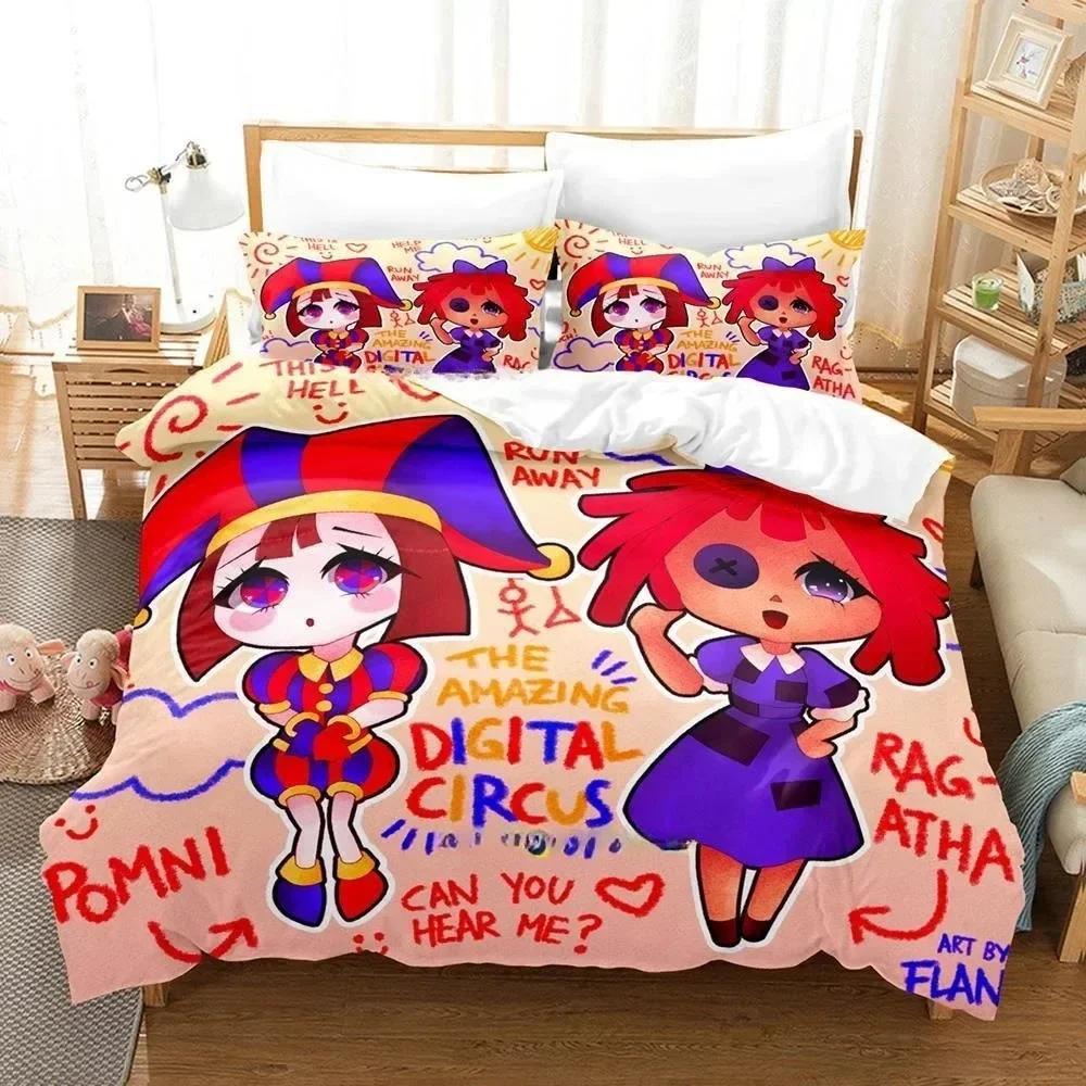 3D Printing The Amazing Digital Circus Bedding Set Cartoon Anime Three-piece Set Adult Kid Bedroom Duvetcover Sets Home Textiles