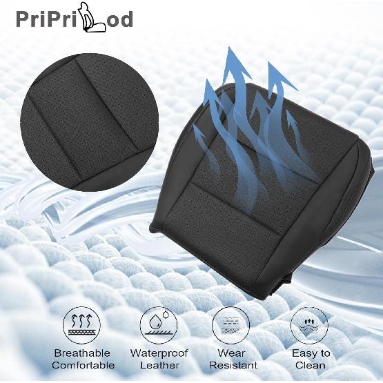 Priprilod Black Perforated Leather Driver Side Bottom Replacement Seat Cover Compatible with Lexus ES350 300h 2013 2014 2015 2016 2017 2018