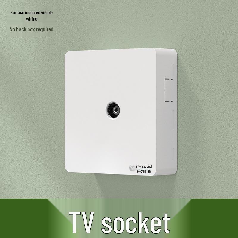Ultra-Thin Surface-Mounted Single-Control Wall Switch & Socket Panel with Surface Box Outlet, One-Gang Push Button for Household Lighting.