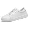 Men's Breathable White Leather Mesh Shoes - Korean Style Casual Flats, Sizes 37-46