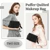 Quilted Makeup Bag Cosmetic Bags Puffy Travel Toiletry Pouch For Women Cute Checkered Zipper Bag Travel Essential Portable Aesthetic Organizer
