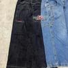 Street Hip-hop Casual Løse Y2K Rette Vide Ben Bukser Menn Amerikansk Retro Harajuku Mote Punk Oversized Jeans Kvinner