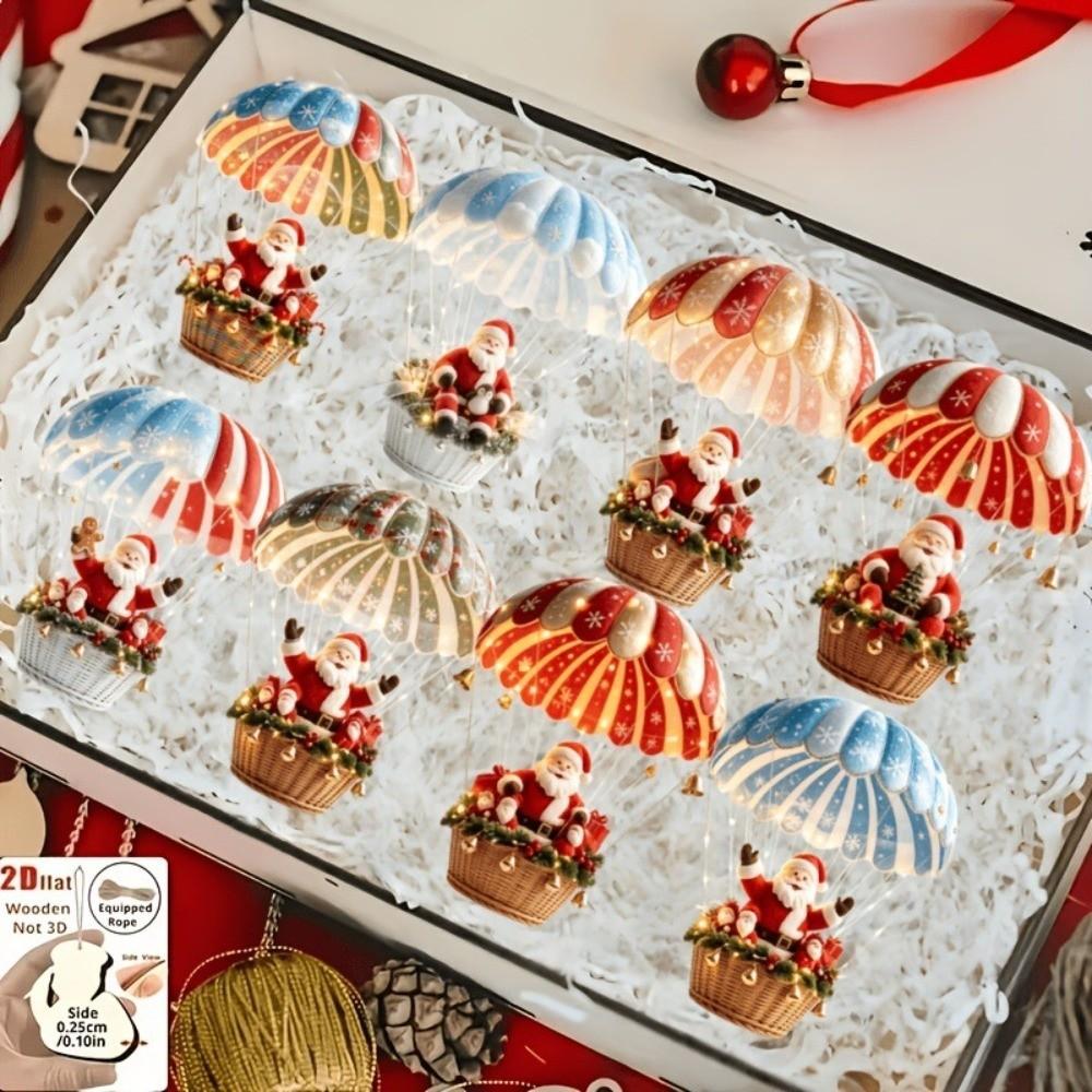 16PCS 2D Flat Christmas Tree Pendant Hot Air Balloon Xmas Hanging Ornament  Xmas Tree