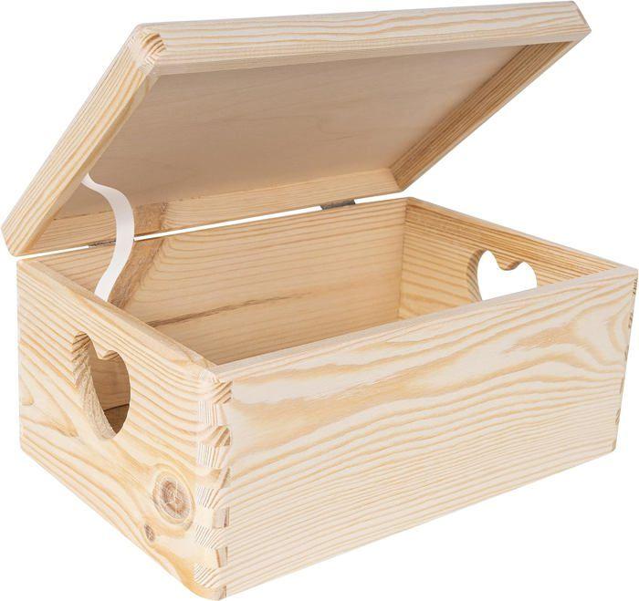 Creative Deco Caisse Bois Rangement 30x20x14cm - Boîte De Rangement Bois - Boite Rangement Cuisine - Caisse De Rangement Couvercle