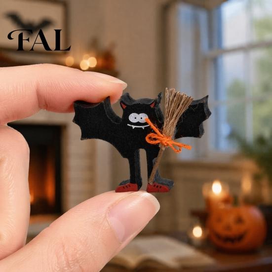 Halloween Home Decor Wooden Table Sign, Cute Ghost Witch Hat Bat Freestanding Tiered Tray Decorations Ornament, Rustic Farmhouse Tabletop Block