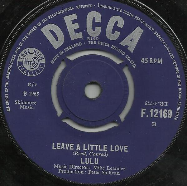 

7inch Record LULU - Leave A Little Love F12169 Decca 1965 UK Soul/Funk Used