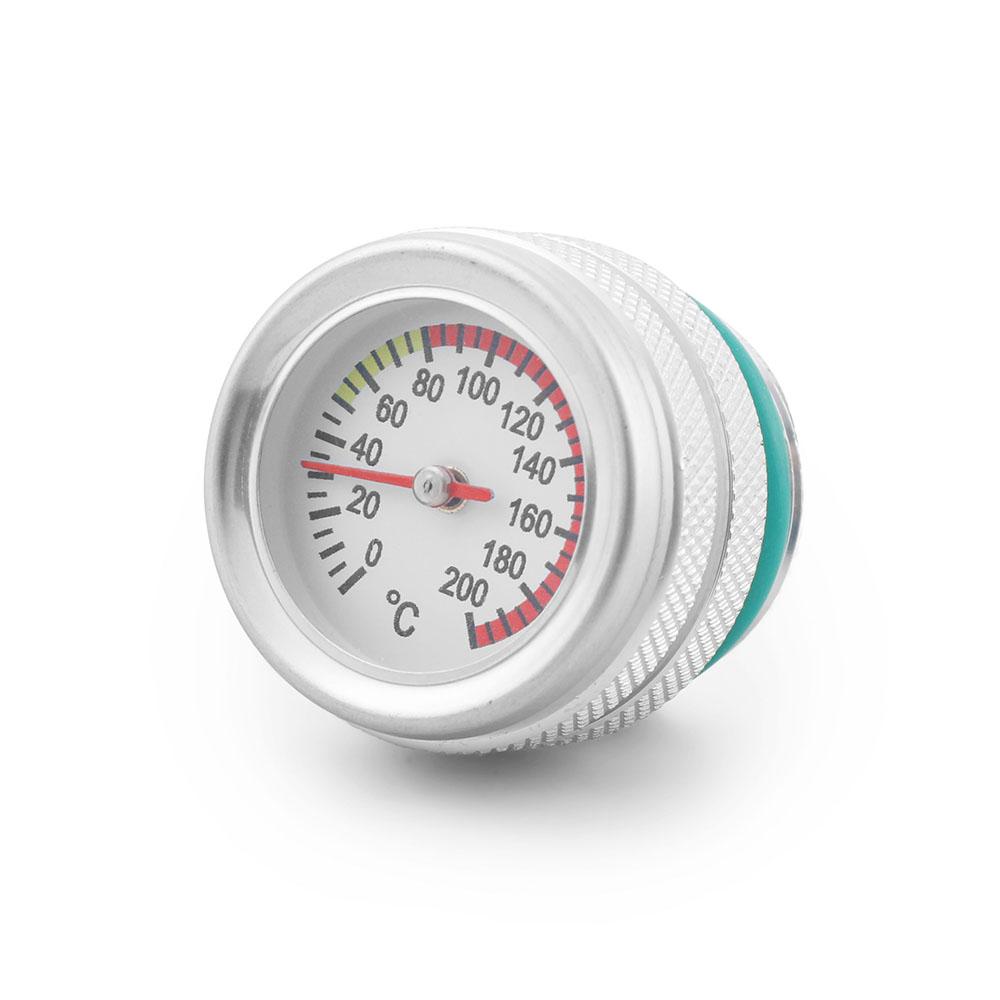 M30×1.5 Fuel Tank Cap Oil Temp Gauge 0-200°C Pointer Dial Meter for Motorcycle Black Silver BX103093