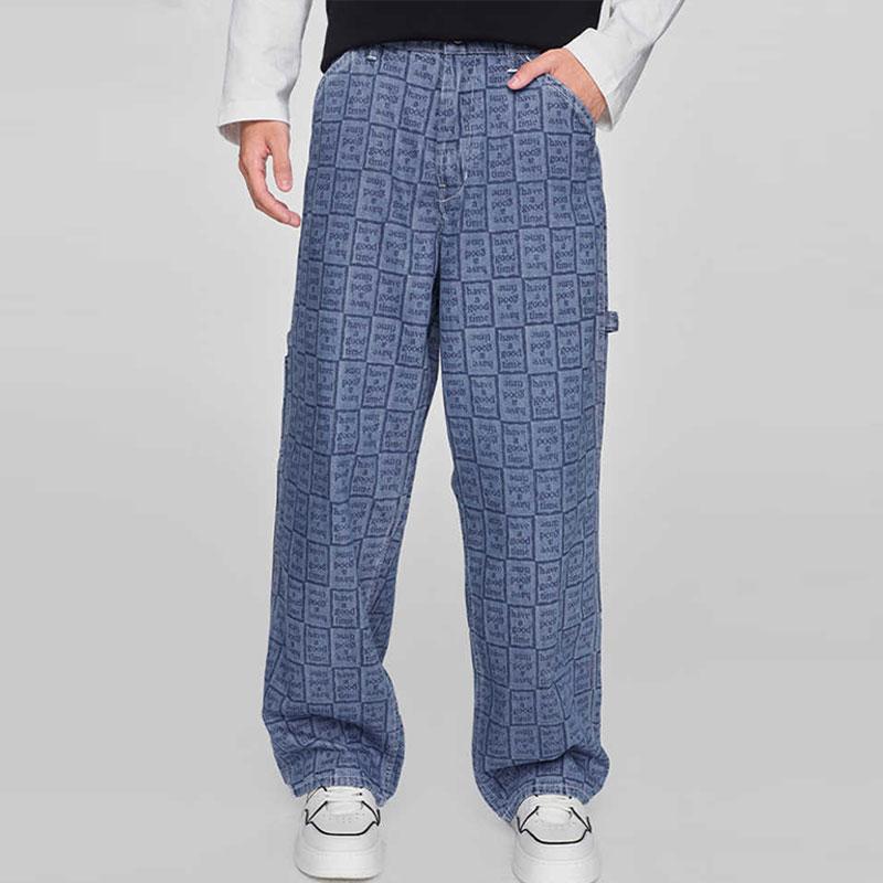 Lee X Have A Good Time Collaboration Laser Brand Logo Pattern Full Print Design Loose Straight Leg Jeans Unisex jeans LUB0079165GL00F-A06169
