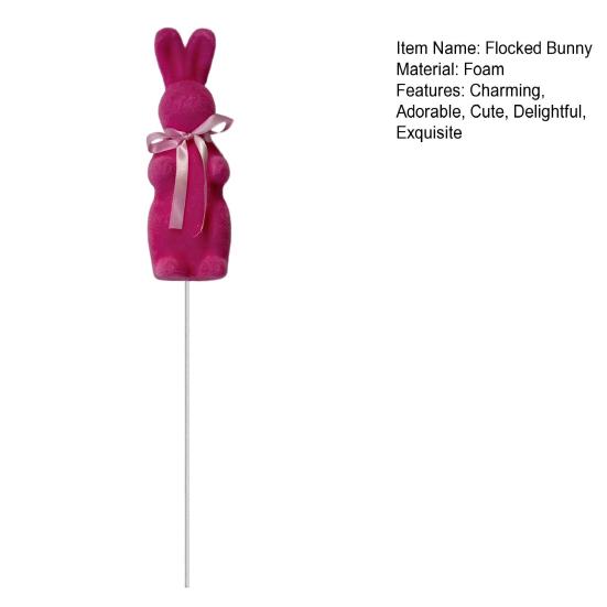 Easter Flocked Bunny Figurine Small Foam Rabbit with Bow Tie Spring Bunny Stake for Outdoor Indoor Yard Lawn Planter Pot Decor