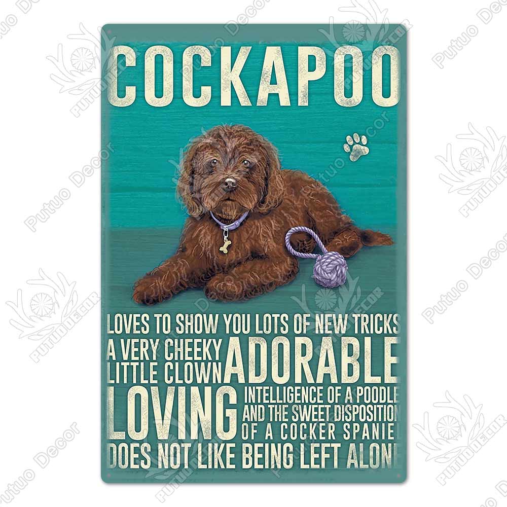 Putuo Decor Dog Vintage Tin Sign Plaque Metal Plate Wall Art Decoration for Living Room Man Cave Cafe Farm Home Retro Poster
