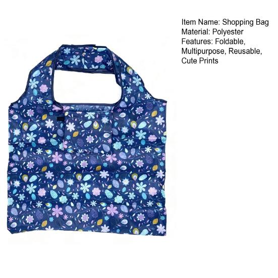 Folding Shopping Bag Reusable Tote Cute Prints Foldable Portable Animal Plants Fabric Grocery Shopping Tote