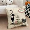 Cartoon little black cat cute Cushion Cover Natural Linen Double Sided Print  Throw Pillow Case for Sofa Couch Home Decor