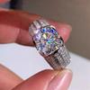 Huajie Women's Bling Full PavedCubic Zirconia Rings Wedding Bride Party New Brilliant Ring  Trend Tide