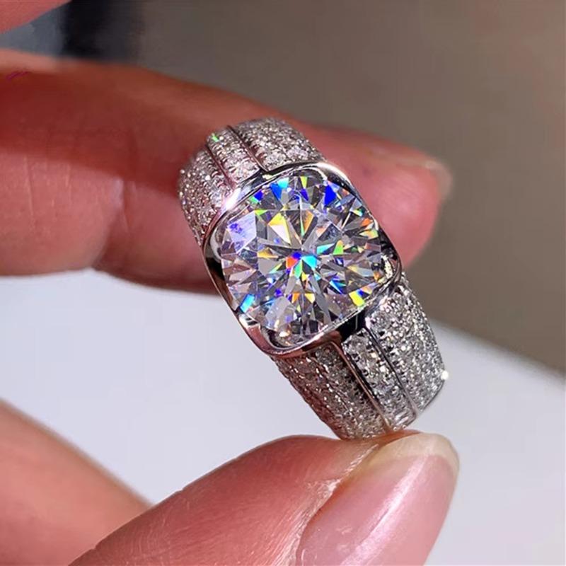 Huajie Women's Bling Full PavedCubic Zirconia Rings Wedding Bride Party New Brilliant Ring  Trend Tide
