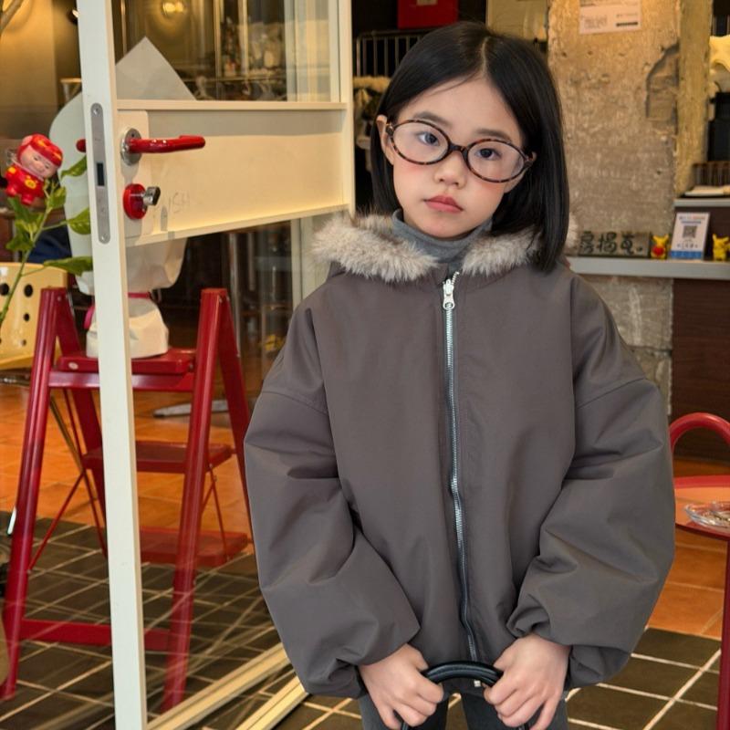 Winter new women's middle-aged and older children wear fluffy coats on both sides, girls' imitation fur hooded warm coat