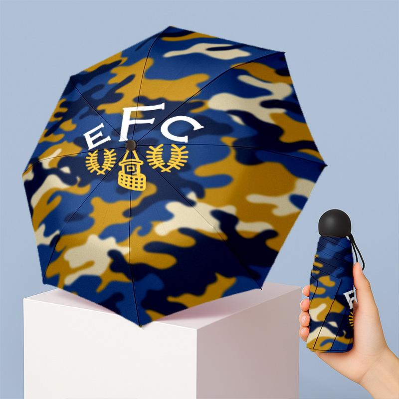 Everton Football Pattern Printed Mini 5 Folds 8 Ribs Compact Umbrella Windproof Waterproof Lightweight Portable Folding
