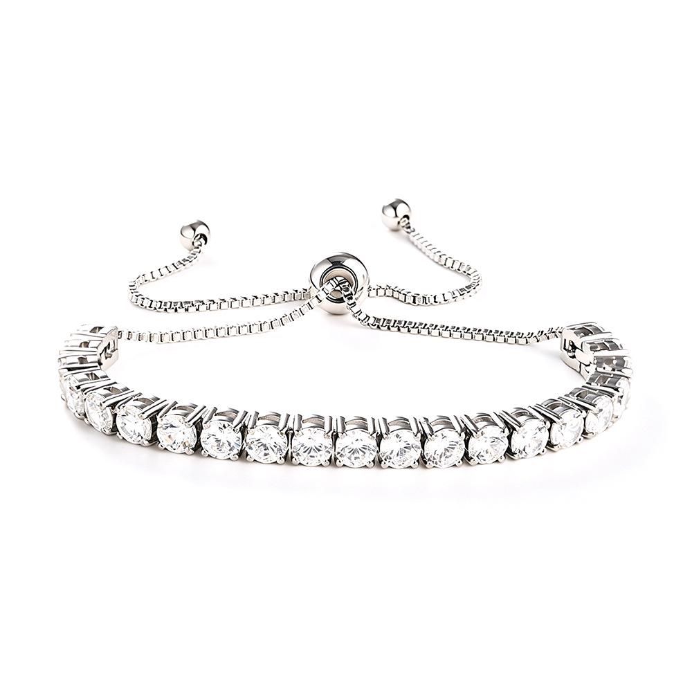 Elegant 4mm Zircon Women's Adjustable Stainless Steel Bracelet