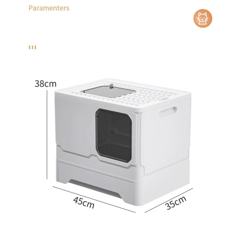 Cat Litter Box  Double Door Enclosed Kitty Toilet  Cat Litter Box Tray  Drawer Litter Pan with Drawer Pan and  Scoop