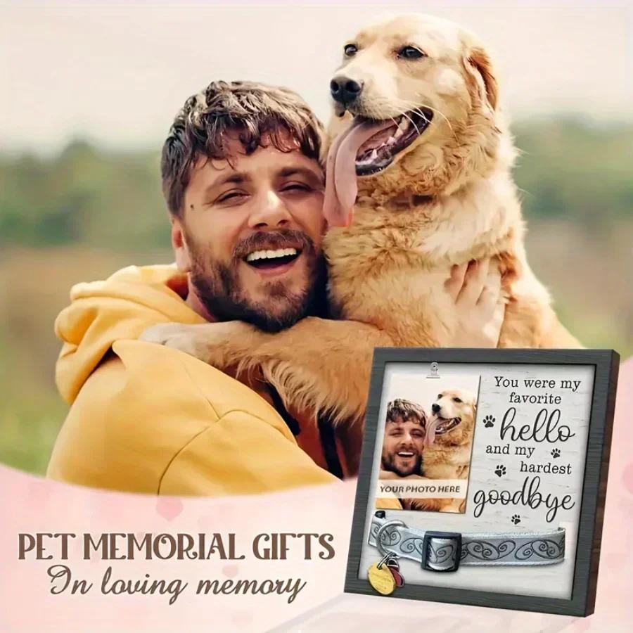 Pet Photo Frame, Memorial For Cat Or Dog's Death, Pet Loss Sign Frame Dog Death Gift Wood Sign Pet Photo Frame