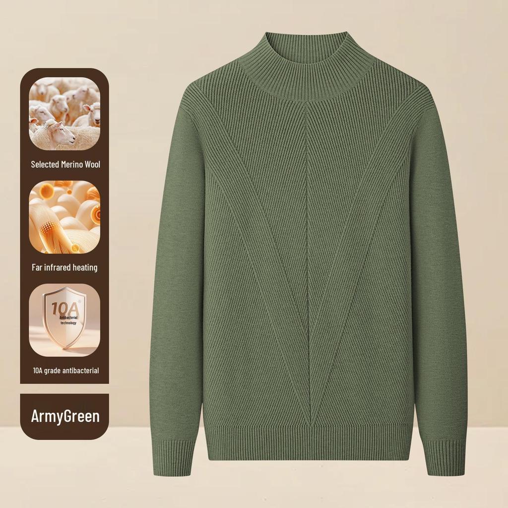 Men's Wool Modal Knitwear: Half-High Neck Textured Base Layer for Autumn/Winter 2026