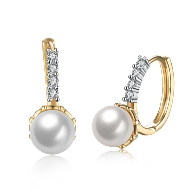Stylish Stylish Jewelry Cubic Zircon Stone Stud Earrings Office For Women Lady Artificial Pearls Earrings Female Accessories High QualityFashion Stud