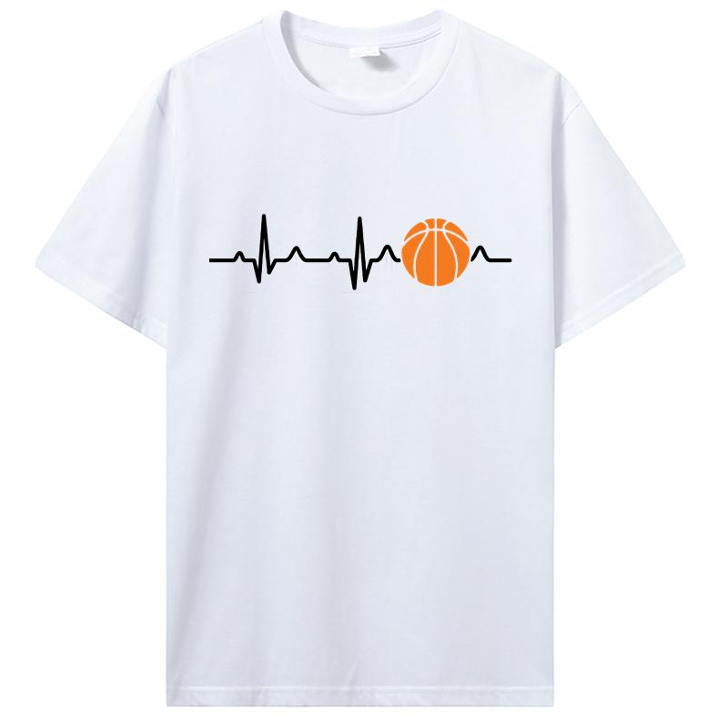 Basketball Heartbeat TShirt Unisex Birthday Gifts Short Sleeves Funny Tees O Neck Cotton Clothes Humor T Shirt