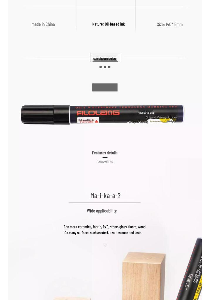 Feloran Gray Oily Marker Pen - Colorfast, Scratch-Resistant, Quick-Drying, Non-Erasable, Waterproof, for Industrial Marker Repair, 1MM