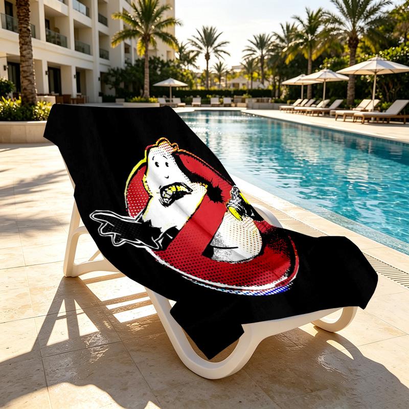 Ghostbusters Print Beach Towel Design, Soft, Lightweight. for Home Bathroom, Spa, Pool, Yoga, Surfing, Camping, Gift for Family, Friend