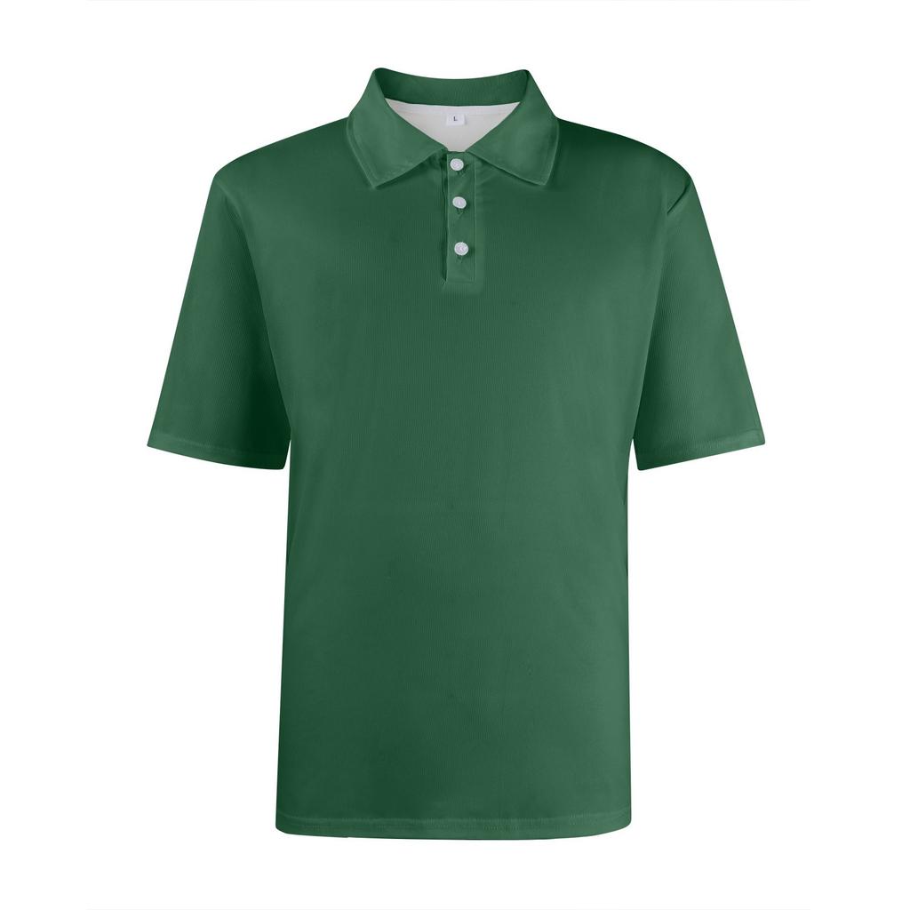 Pánské letní jednobarevné pruhované texturované volné tričko s krátkým rukávem a knoflíkovým límečkem