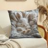 1Pc Sleeping Bunny Print Throw Pillow Cover,Suitable For Sofa,Bedroom,Living Room,A Healing Gift For Pet Lovers