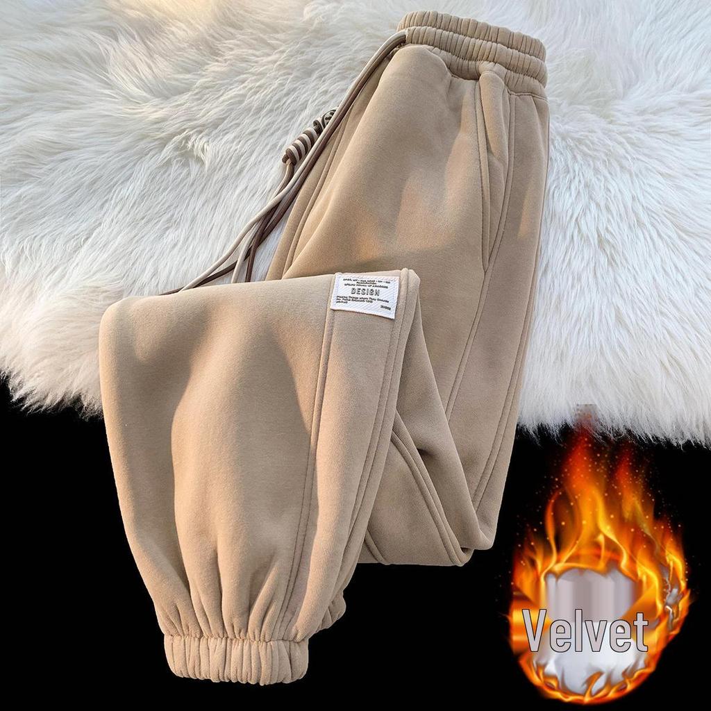 Men's Fleece-Lined Thickened Sweatpants: Autumn/Winter 2024, Loose Straight-Leg Cuffed Casual Sports Pants