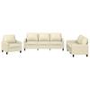 3 Piece Sofa Set with Cushions Cream Synthetic Leather