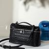 New Leather Lunch Box Bag, High-end Alligator Pattern Shoulder Women's Bag, Fashionable Versatile Messenger Small Square Bag