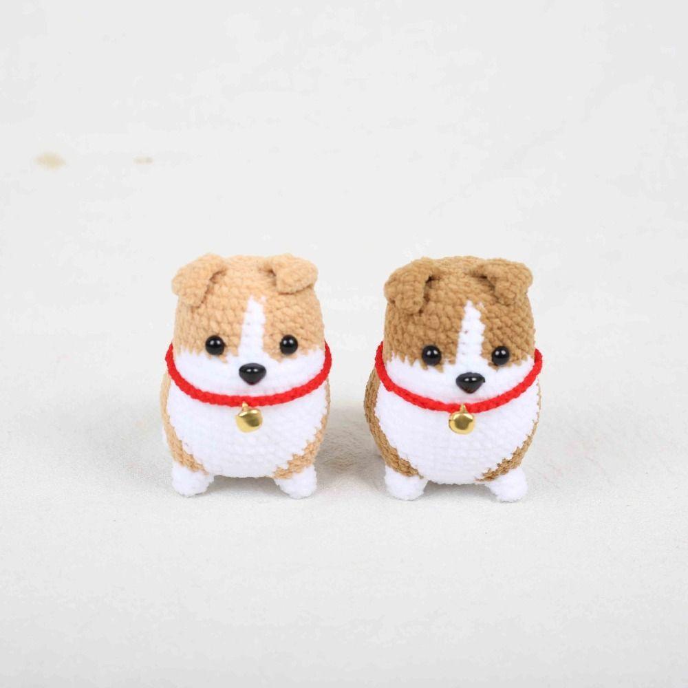 Handmade Knitted Dog Pendant Bag Decor Woven Key Ring Jewelry Gift Crochet Corgi Keychain Backpack
