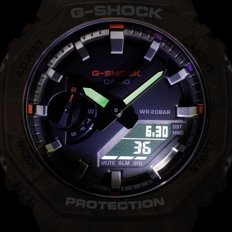 Casio G-SHOCK Men's Resin 200M Water Resistant Analog Shock Resistant Quartz Watch GA-2100FR-5A