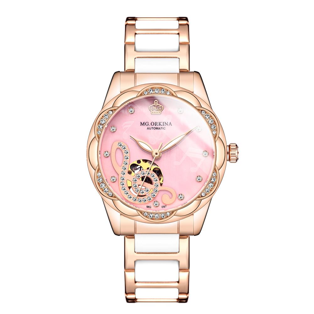 New Luxury Design Women's Watch Diamond Ceramic Stainless Steel Strap Montre Femme Automatic Mechanical Relojes Para Mujer