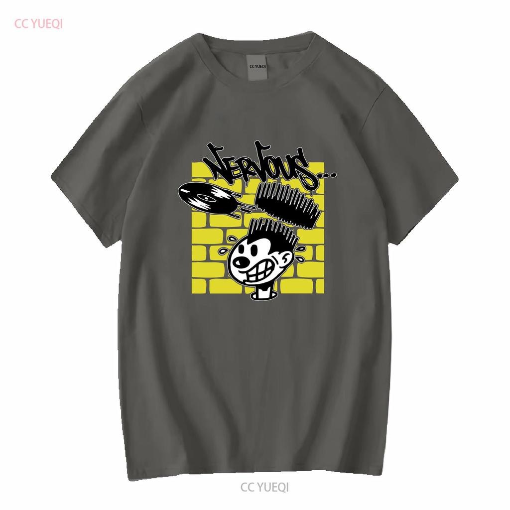 Herren Schwarzes Dj T-Shirt Nervous Records s für einen Musik-Vinyl-Sammler ihn Disk Jockey vintage Gewaschen Dehnbar mode Leicht