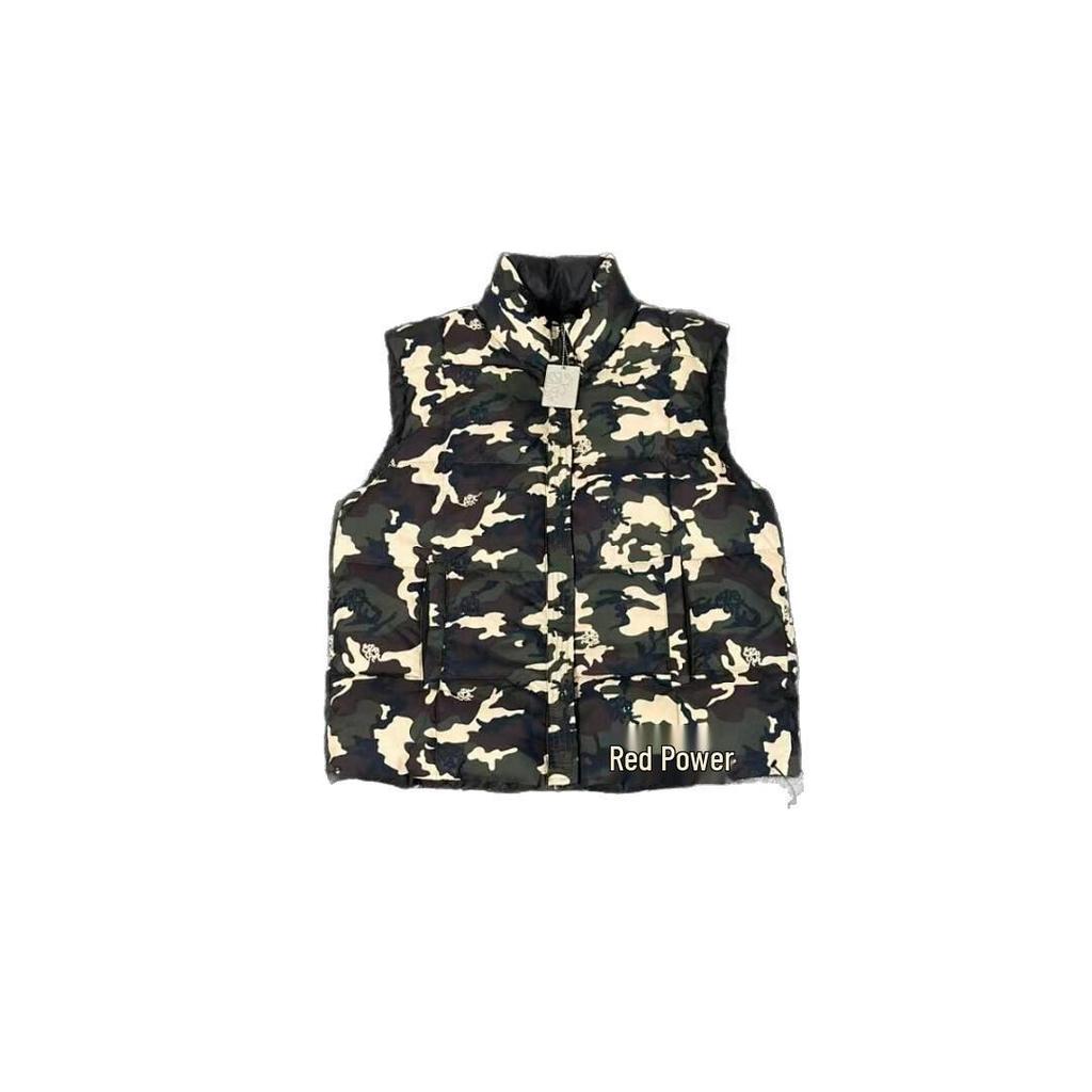 Autumn Reversible Camouflage Down Vest Jacket with Stand Collar