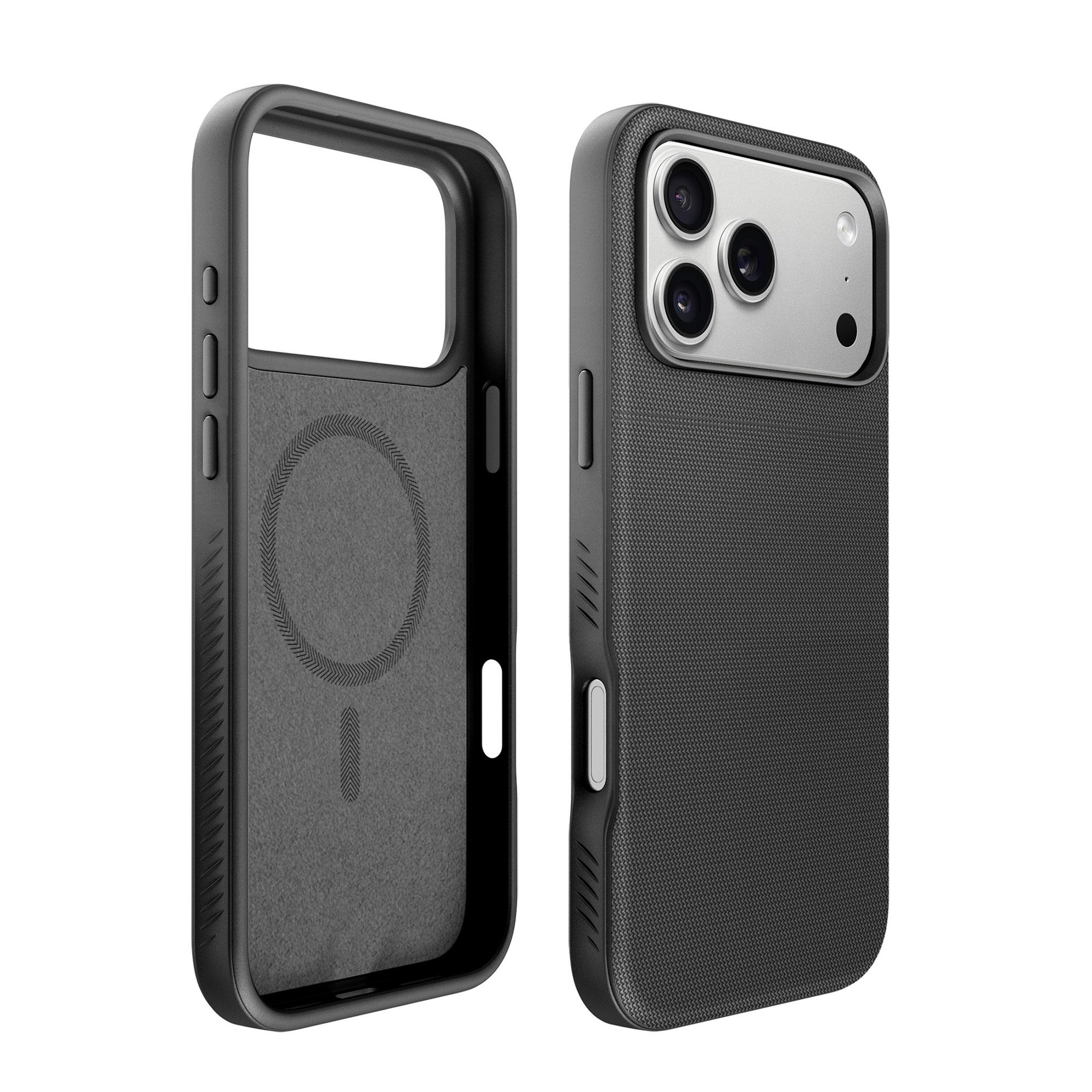 Fabric Texture Magnetic Woven Back Case with Phone Strap for Soft Shockproof Waterproof Charging For iPhone17 Pro&PVC box&Case & Screen Protector чёрный